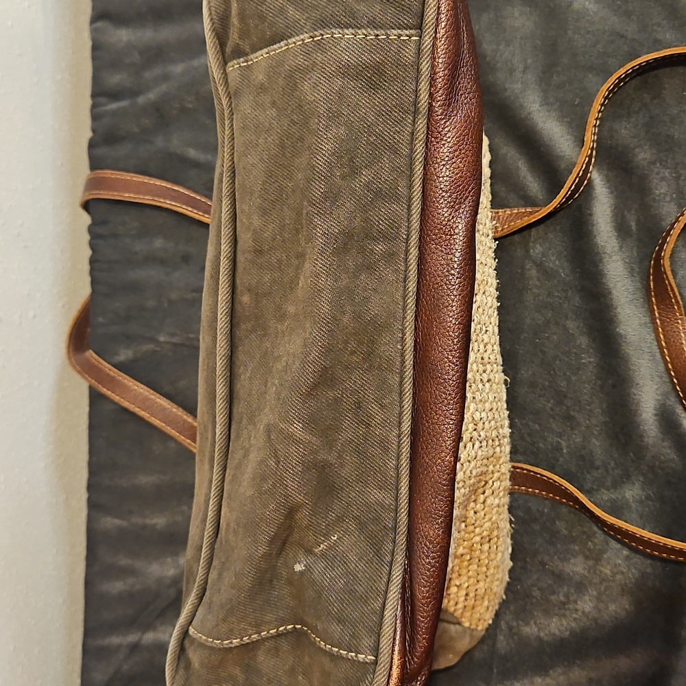 Woven Denim & Leather Myra Bag Purse With Zipper closure. - Picture 9 of 10